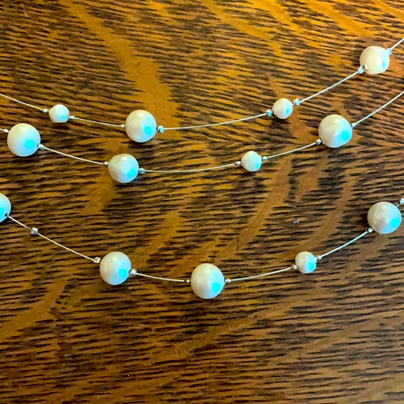 Dillards White Beaded Necklace - Picture 2 of 3